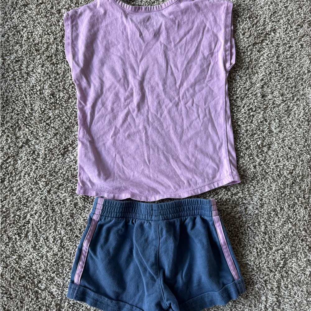Adidas Toddler Girl Outfit – Purple Tee & Blue Shorts Graphic Tee – Size 2T - Picture 6 of 6